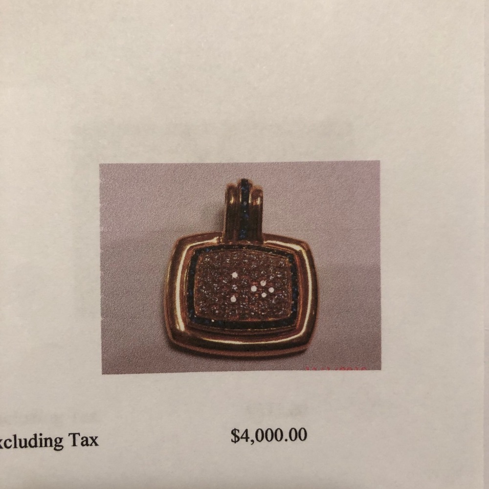 Diamond and sapphire slide pendant - Picture 9 of 10
